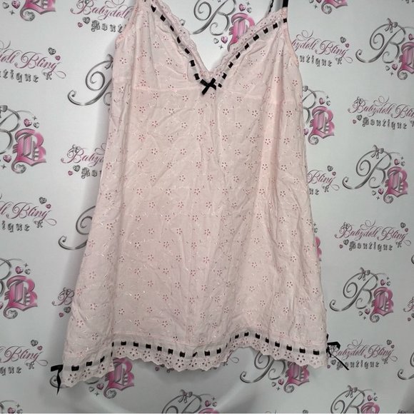 Blush babydoll dress floral ribbon black bow ties sweet coquette baby pink luxe - Picture 6 of 14